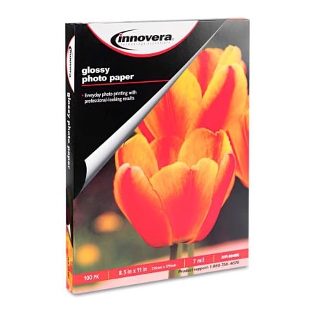 Innovera® Glossy Photo Paper 99490, 8-1/2 X 11, White, 100/Pack